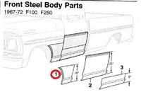 Nedre skjermhjørne, høyre side. 67-72 ford f100-f350