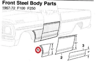 Nedre skjermhjørne, venstre side. 62-72 ford f100-f350