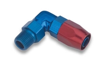 Slangeende 90* blå/rød 1/2'' npt til an10