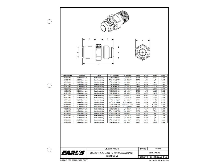 Overgang, hann, blå, an8 til 3/8'' npt