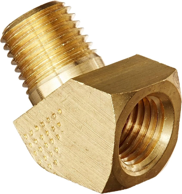 Fitting adapter 1/4" npt hun x 1/4" npt han 45gr messing