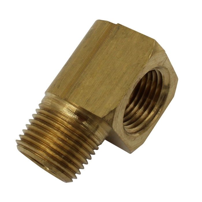 Fitting adapter 1/4" npt hun x 1/4" npt han 90gr messing