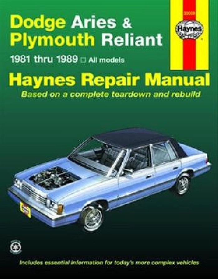 Book, dodge aries & plymouth reliant
