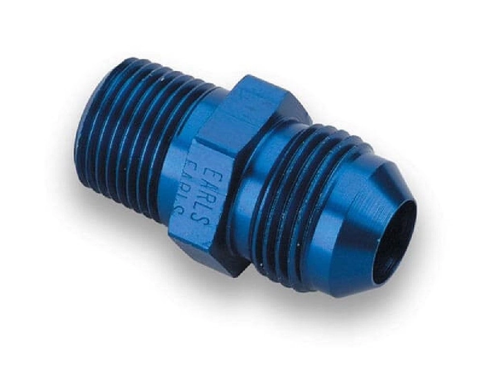 Overgang, hann, blå, an6 til 3/8'' npt