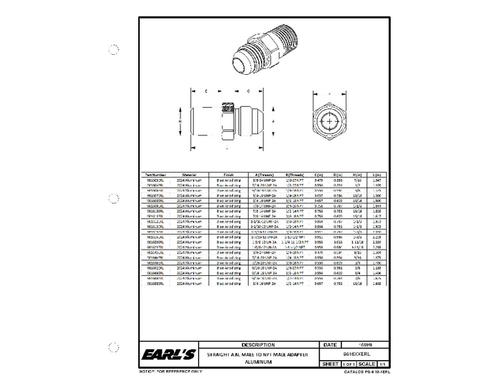 Overgang, hann, blå, an10 til 1/2'' npt