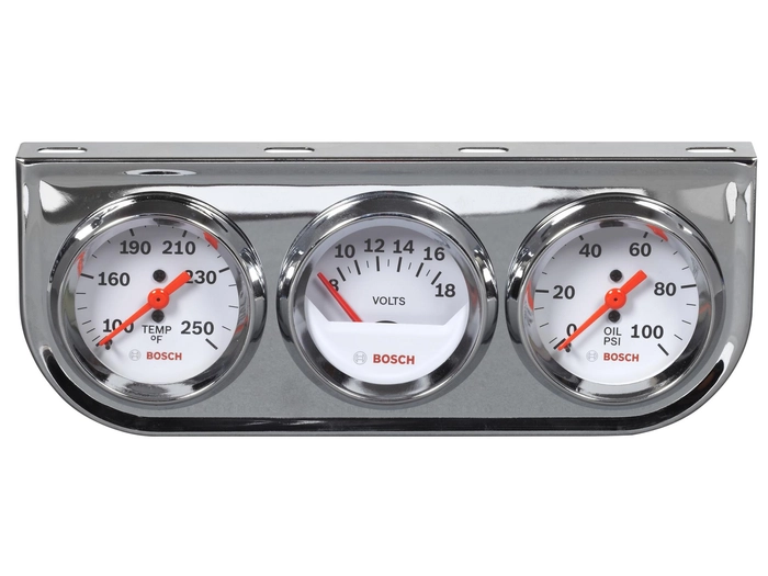 Triple gauge kit chrome