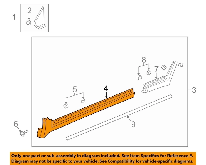Front rocker molding, rh